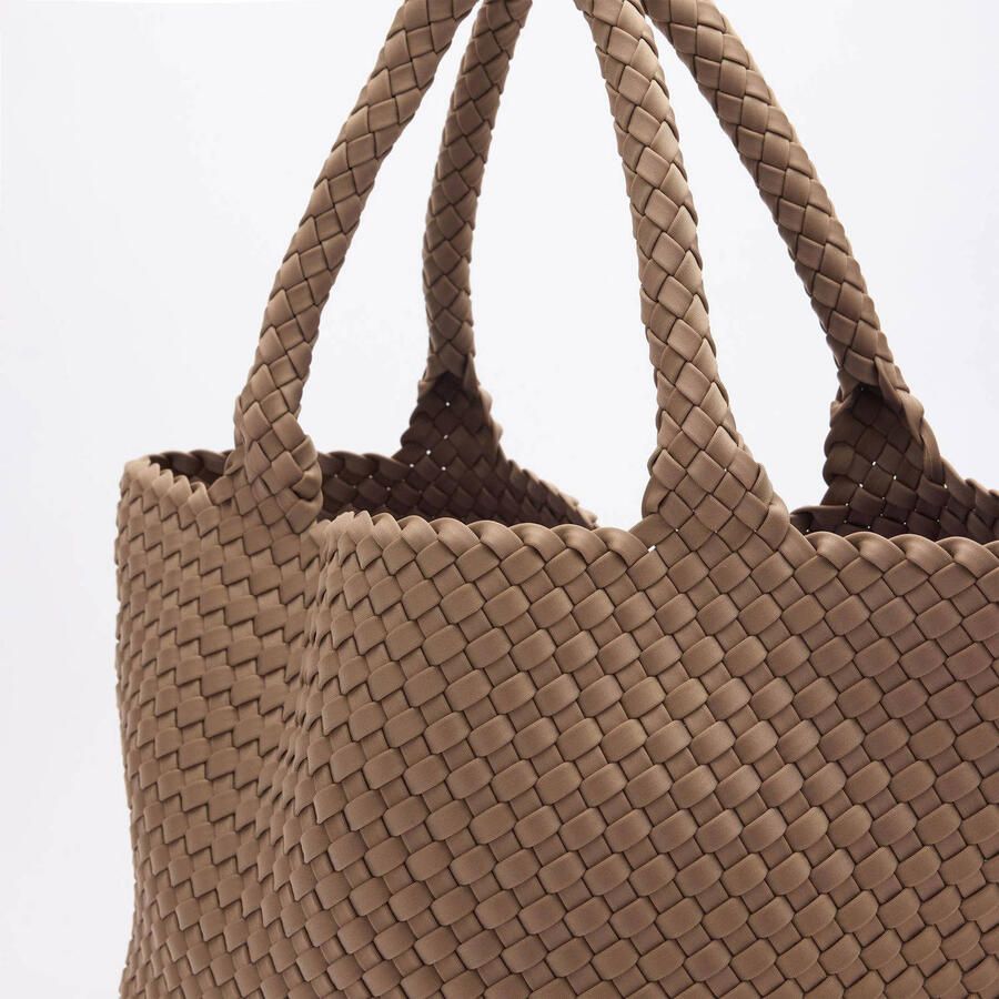 Manfield gevlochten shopper taupe - Foto 2