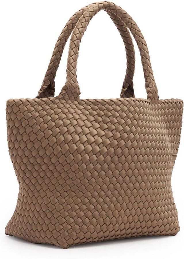 Manfield gevlochten shopper taupe - Foto 3