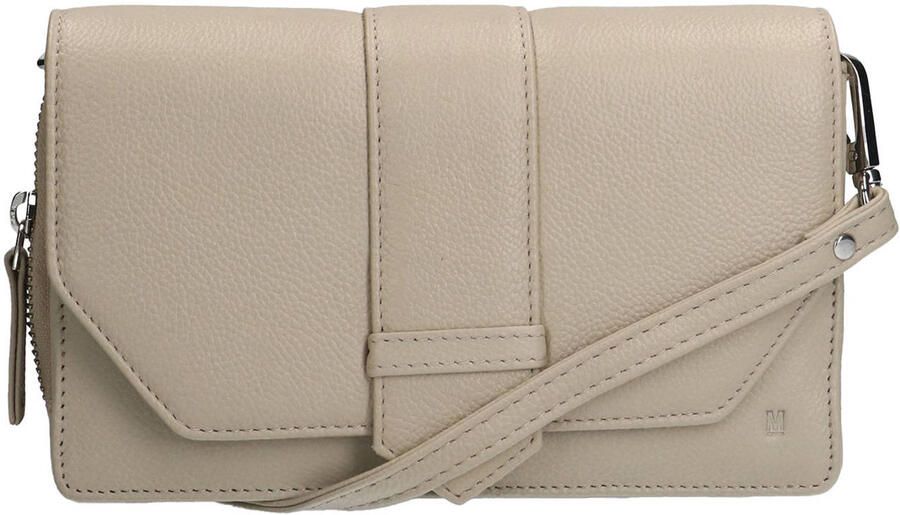 Manfield leren crossbody tas beige