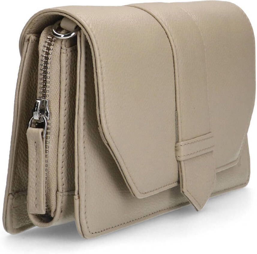 Manfield leren crossbody tas beige - Foto 2