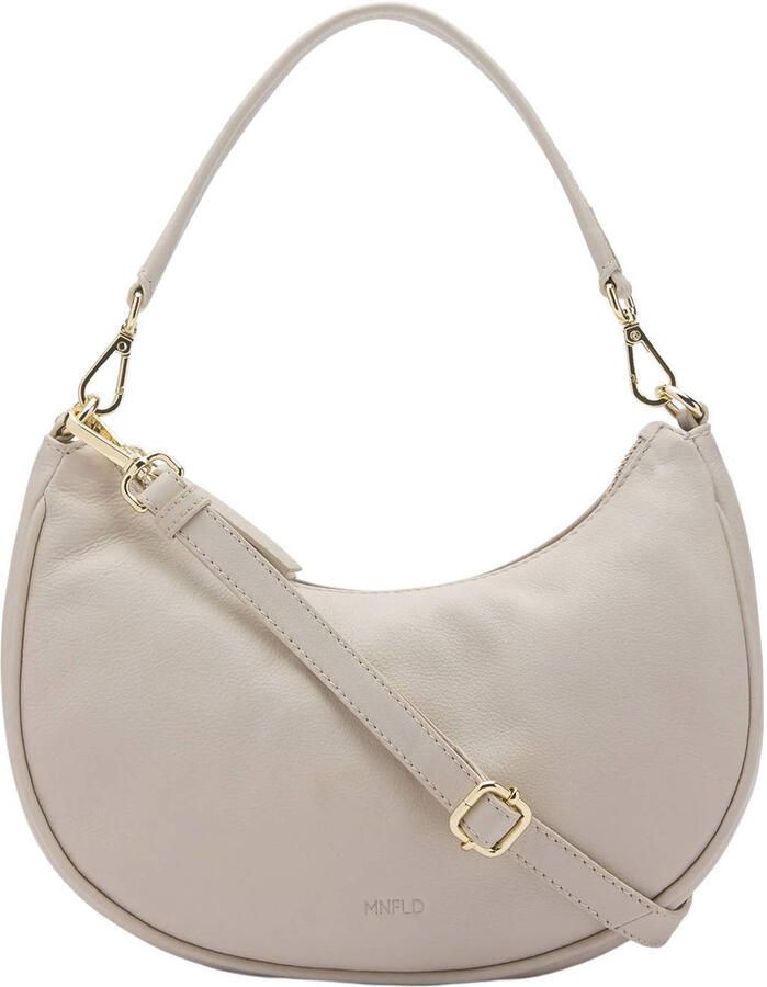Manfield leren crossbody tas beige