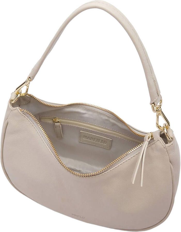 Manfield leren crossbody tas beige - Foto 2