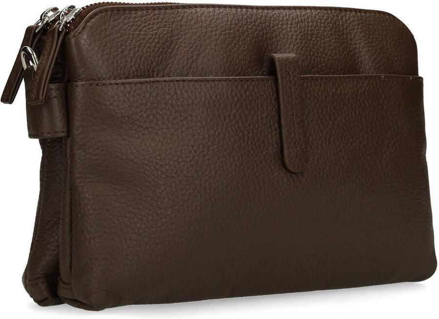 Manfield leren crossbody tas bruin - Foto 2