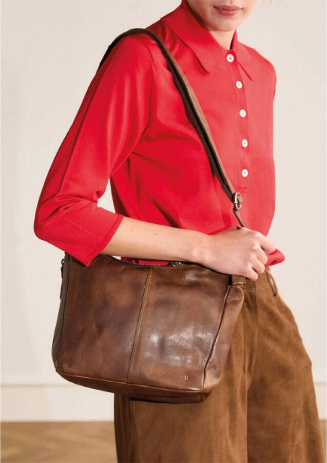 Manfield leren crossbody tas bruin - Foto 2