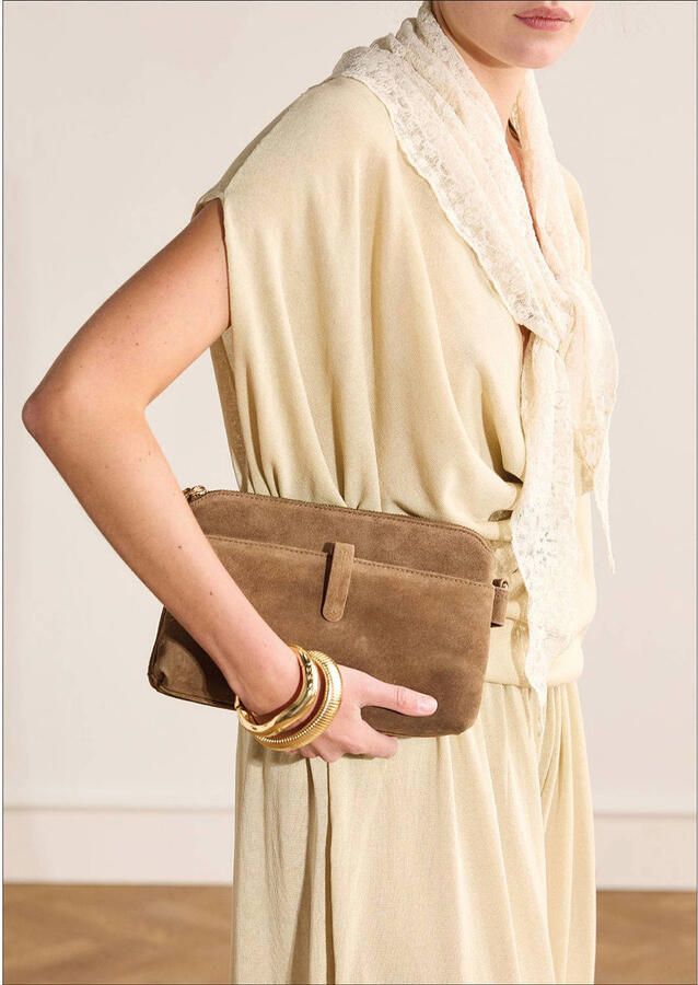 Manfield leren crossbody tas bruin - Foto 3