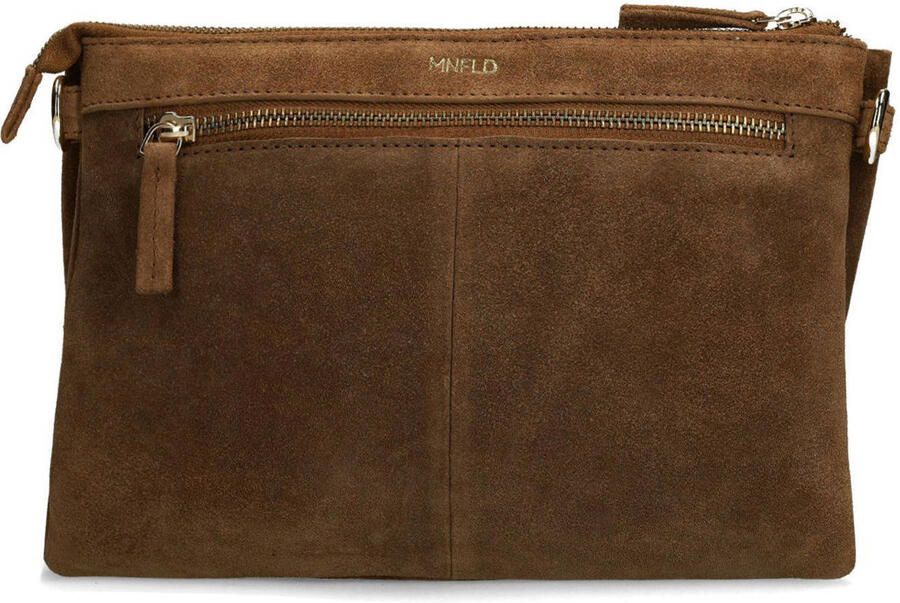 Manfield leren crossbody tas bruin - Foto 3