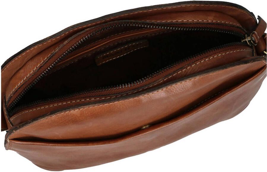 Manfield leren crossbody tas cognac