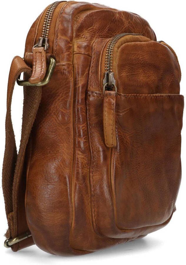 Manfield leren crossbody tas cognac - Foto 2