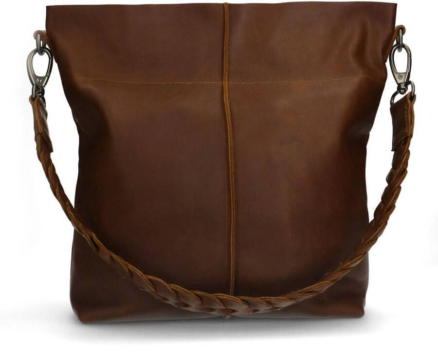 Manfield leren crossbody tas cognac