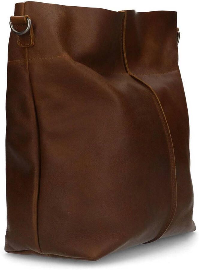 Manfield leren crossbody tas cognac - Foto 2
