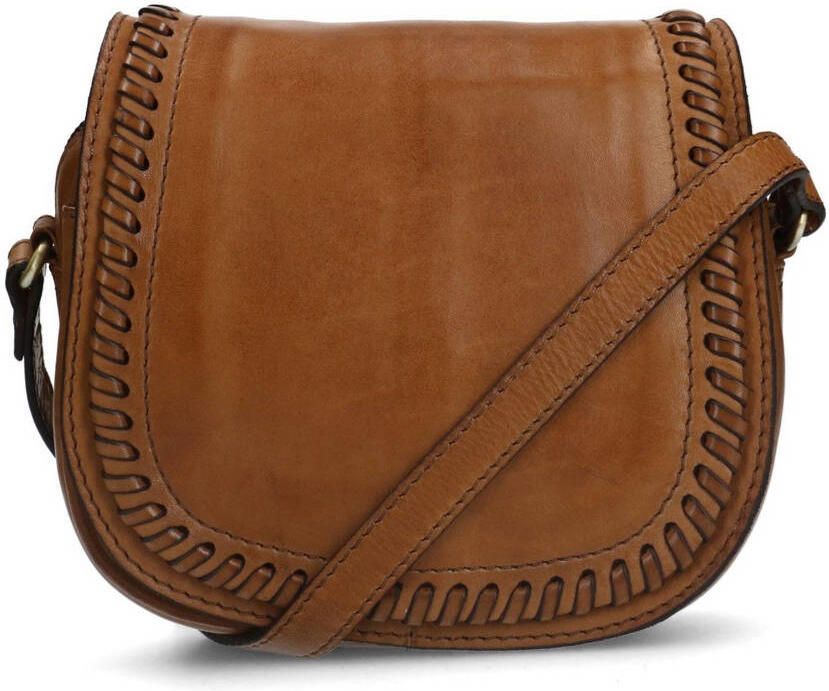 Manfield leren crossbody tas cognac