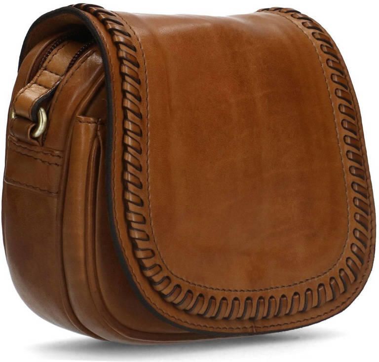 Manfield leren crossbody tas cognac - Foto 3