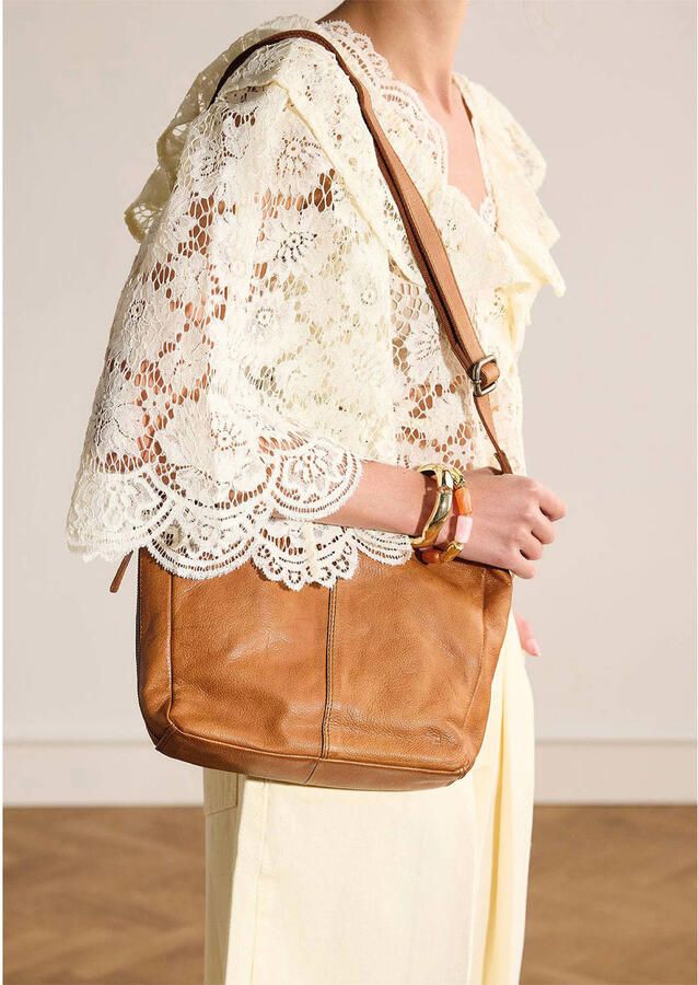 Manfield leren crossbody tas cognac - Foto 3