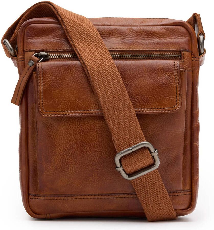 Manfield leren crossbody tas cognac