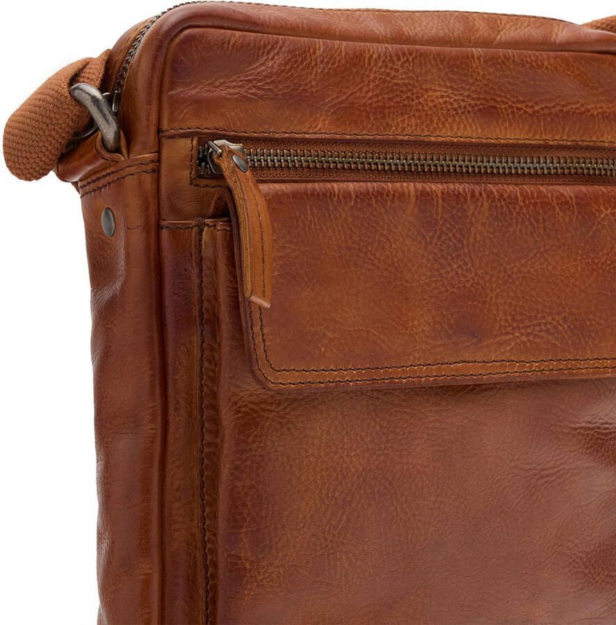 Manfield leren crossbody tas cognac - Foto 2