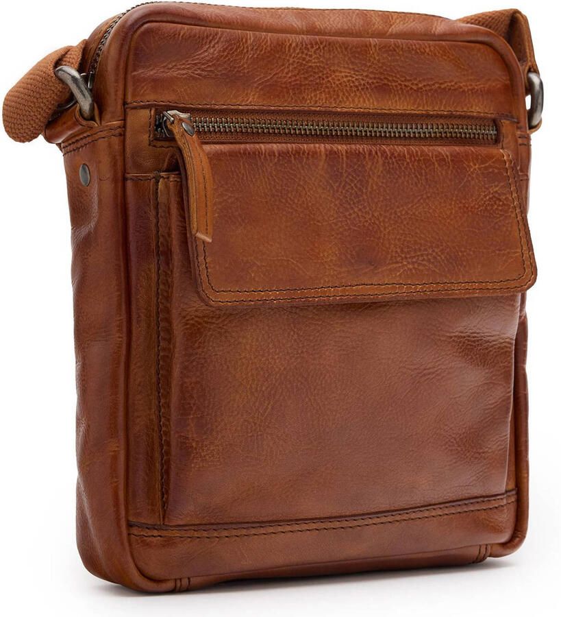 Manfield leren crossbody tas cognac - Foto 3