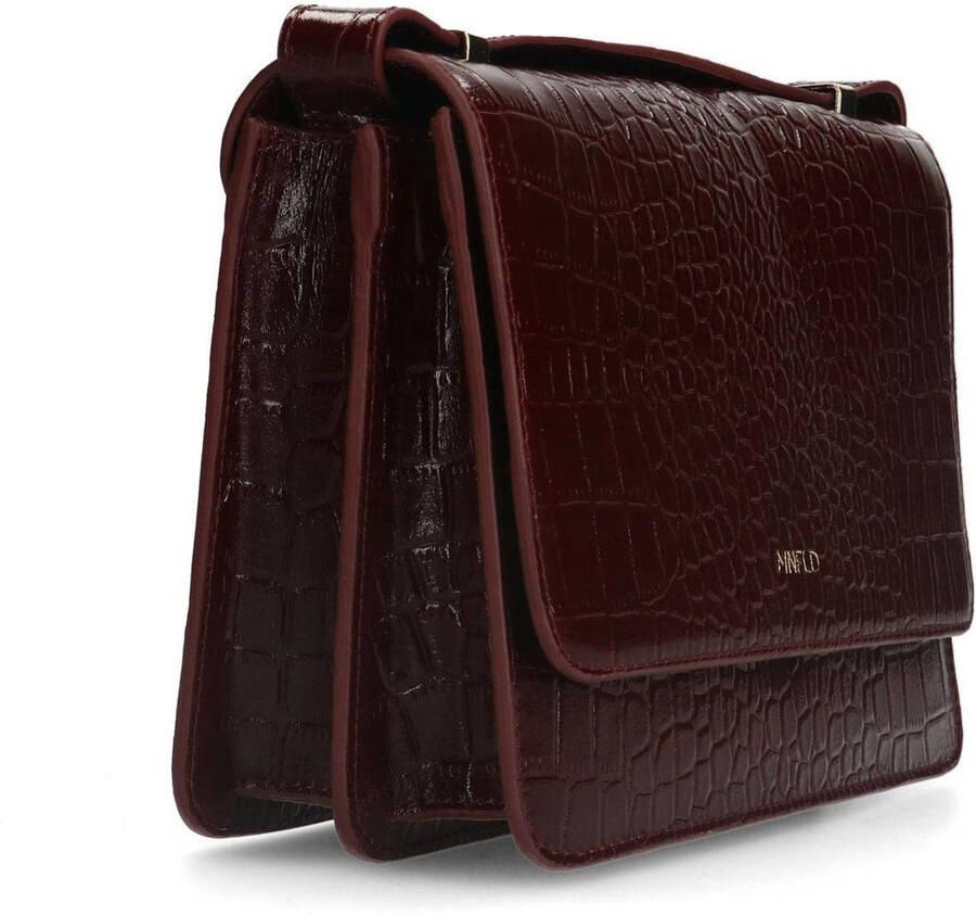 Manfield leren crossbody tas donkerrood - Foto 2