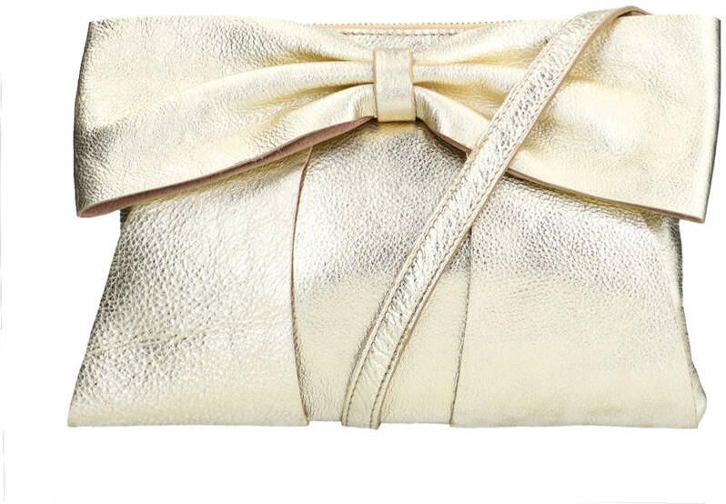Manfield leren crossbody tas goudkleurig