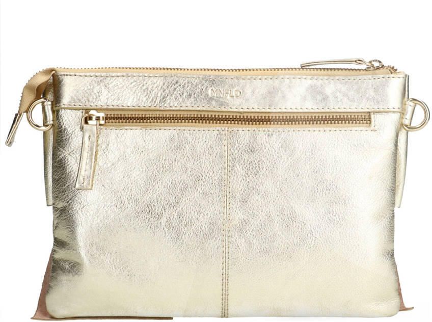 Manfield leren crossbody tas goudkleurig - Foto 3