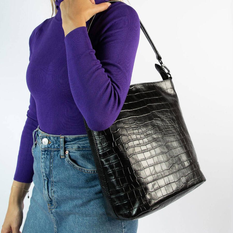 Manfield leren crossbody tas zwart - Foto 2