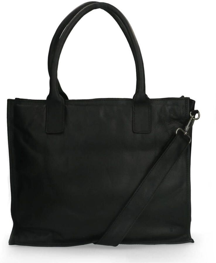 Manfield leren crossbody tas zwart