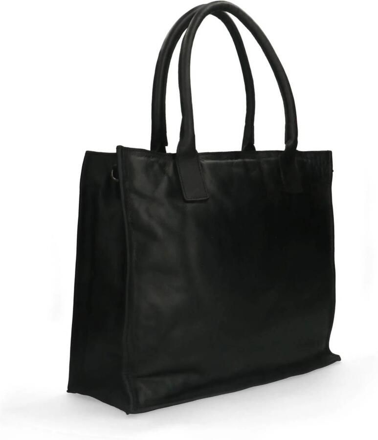 Manfield leren crossbody tas zwart - Foto 2