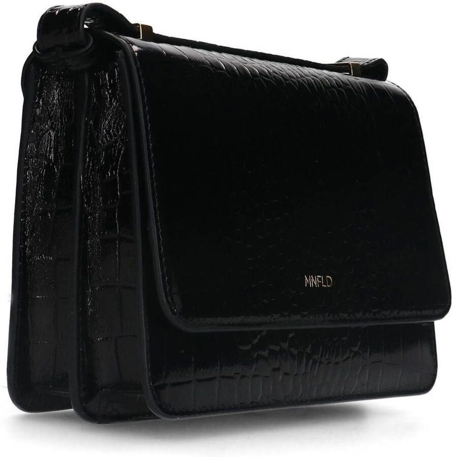 Manfield leren crossbody tas zwart - Foto 2
