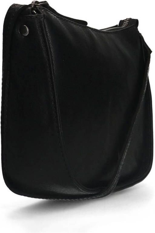 Manfield leren crossbody tas zwart