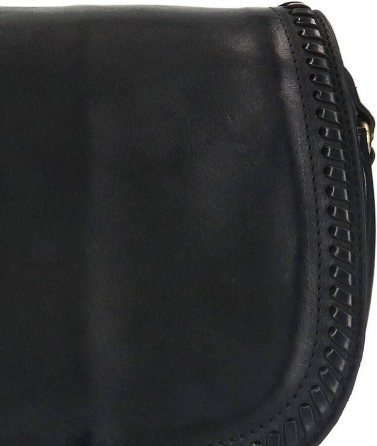Manfield leren crossbody tas zwart