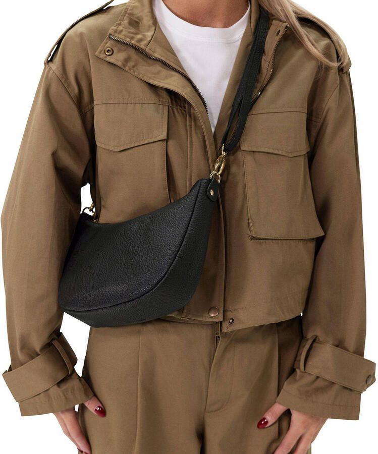 Manfield leren crossbody tas zwart - Foto 3