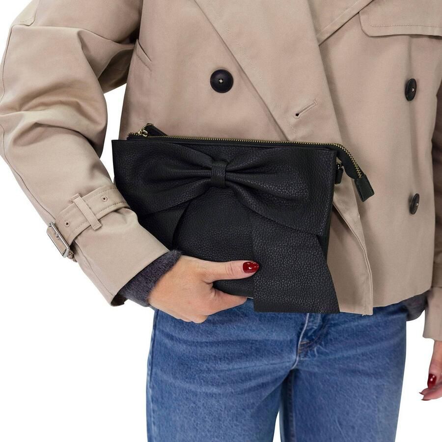 Manfield leren crossbody tas zwart - Foto 2