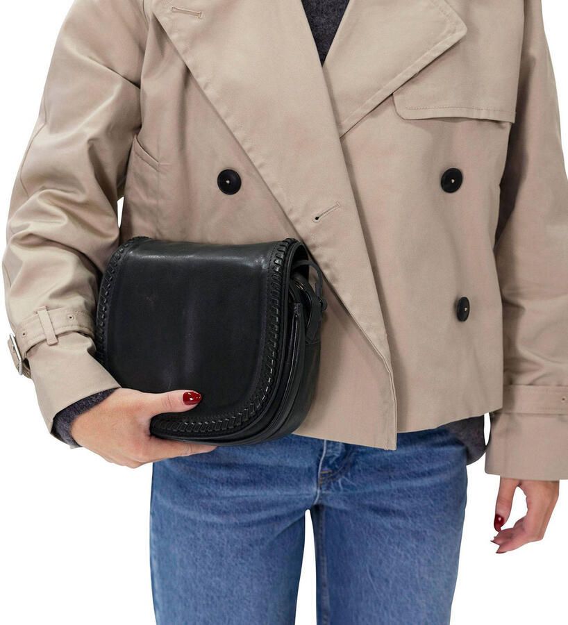 Manfield leren crossbody tas zwart - Foto 2