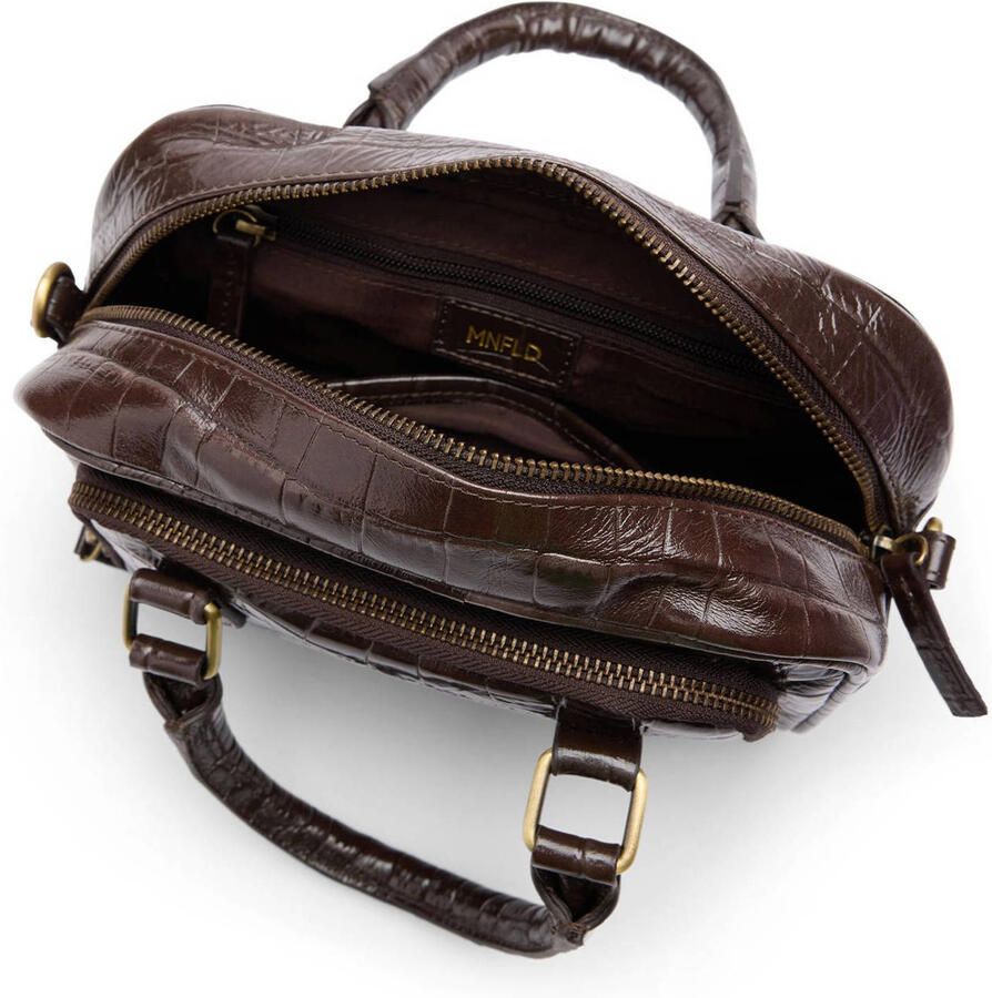 Manfield leren handtas bruin - Foto 2