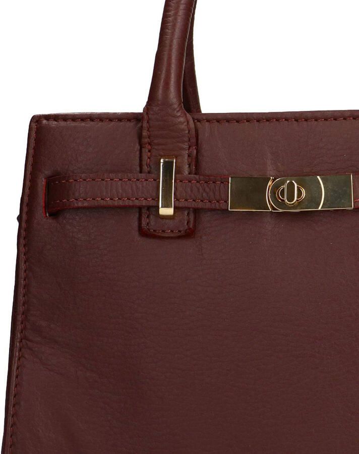 Manfield leren handtas donkerrood - Foto 3