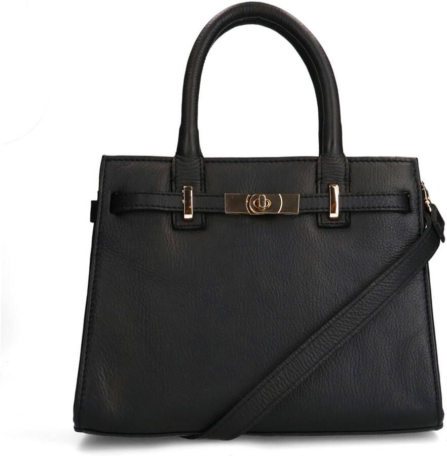 Manfield leren handtas zwart