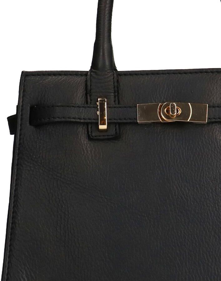 Manfield leren handtas zwart - Foto 2