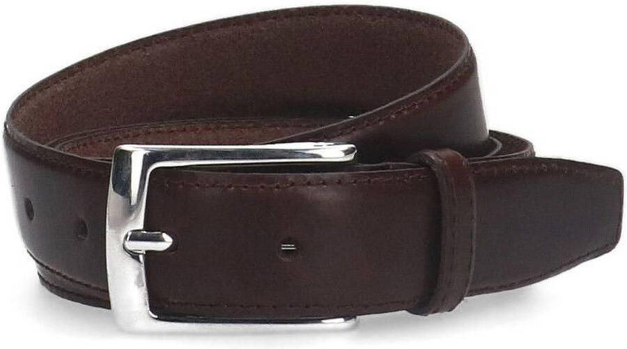 Manfield leren riem donkerbruin