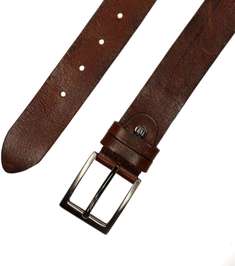 Manfield leren riem donkerrood - Foto 2