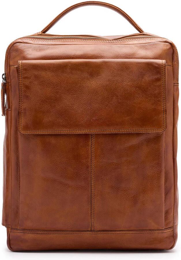 Manfield leren rugzak cognac