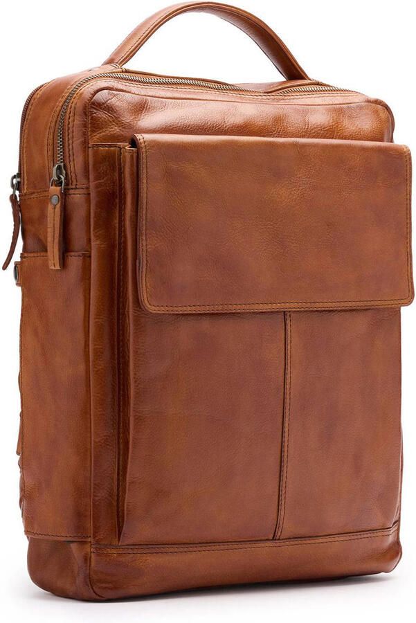 Manfield leren rugzak cognac - Foto 3