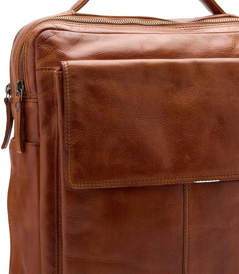 Manfield leren rugzak cognac - Foto 2