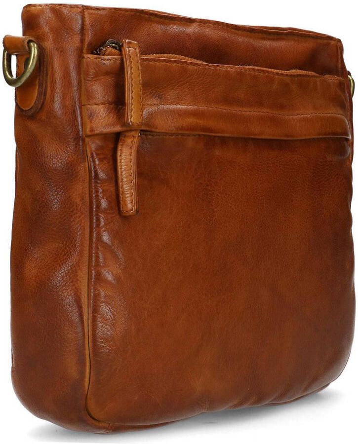 Manfield leren schoudertas bruin