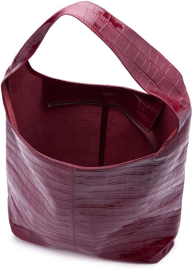 Manfield leren schoudertas donkerrood - Foto 3