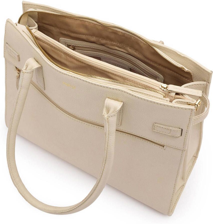 Manfield leren shopper beige - Foto 2