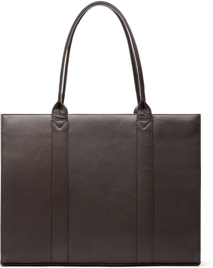 Manfield leren shopper donkerbruin