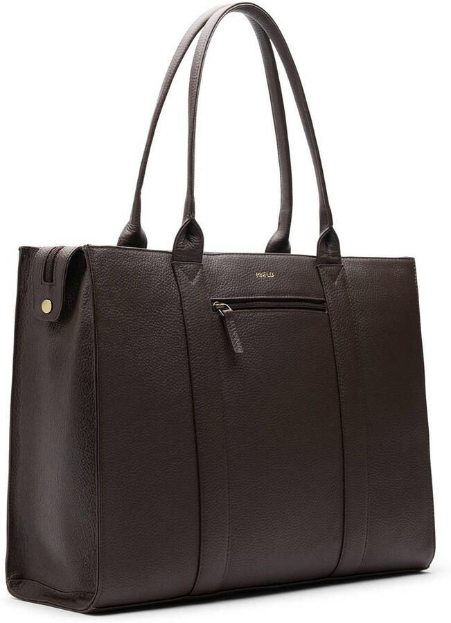 Manfield leren shopper donkerbruin - Foto 3