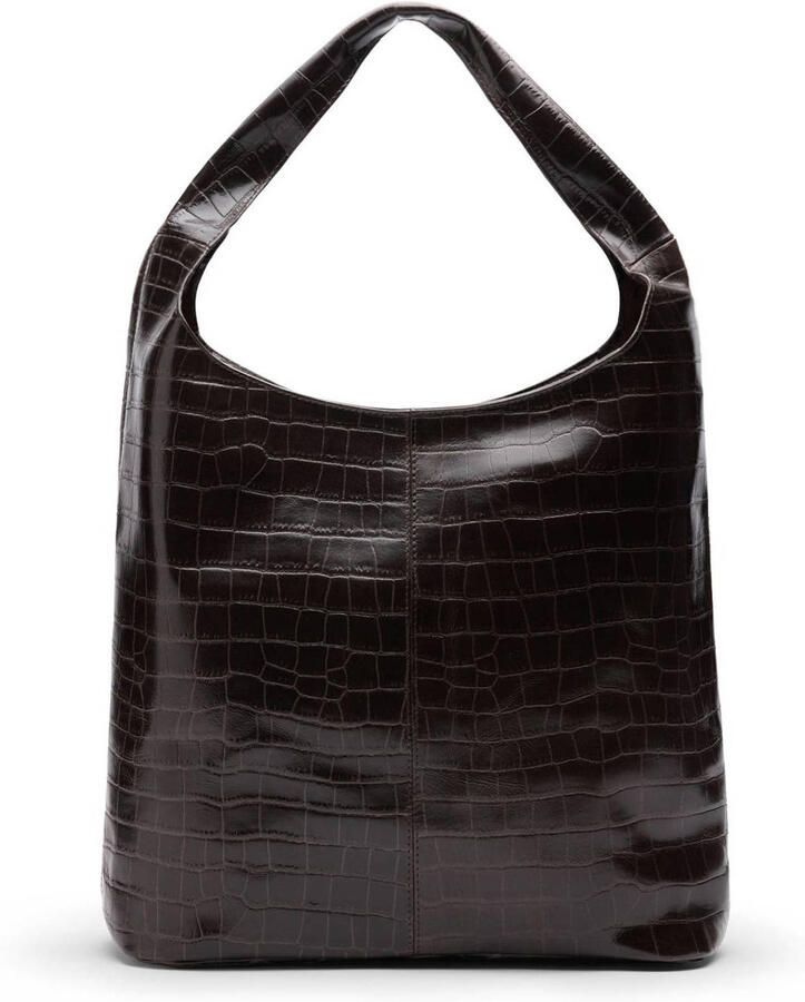 Manfield leren shopper donkerbruin