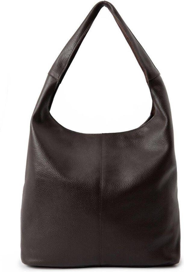 Manfield leren shopper donkerbruin