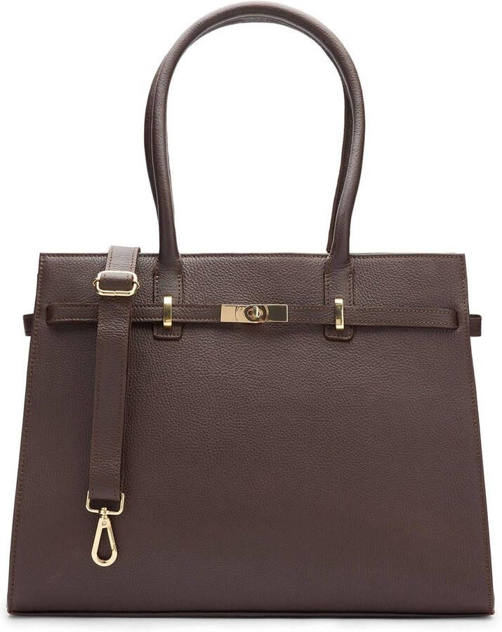 Manfield leren shopper donkerbruin