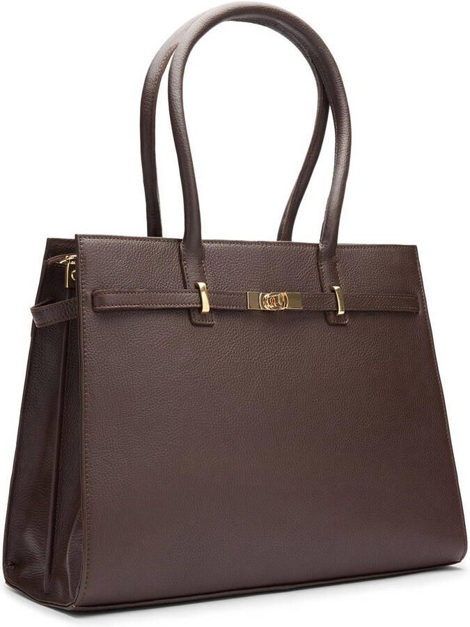 Manfield leren shopper donkerbruin - Foto 3